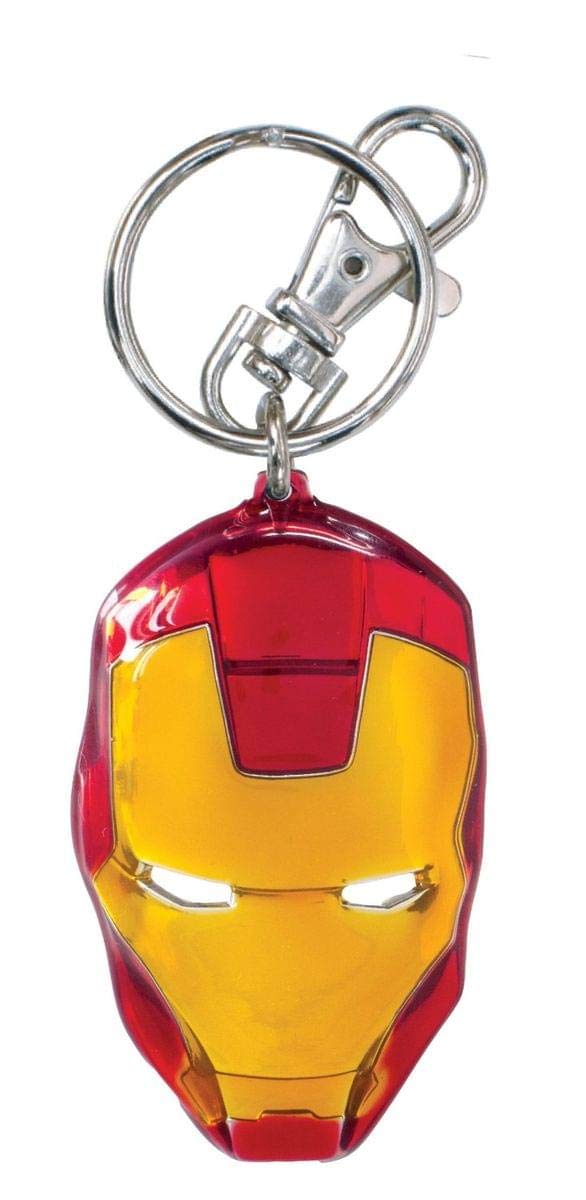 Marvel Iron Man Classic Face Color Pewter Keyring Red  Yellow - Image 1